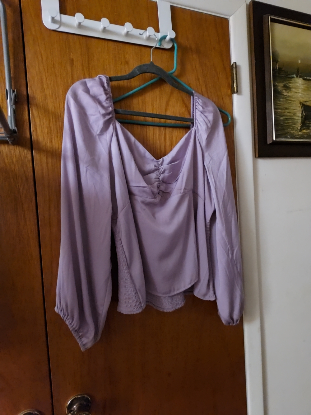 GAP Lilac Long-Sleeve Smocked Back Peasant Blouse
